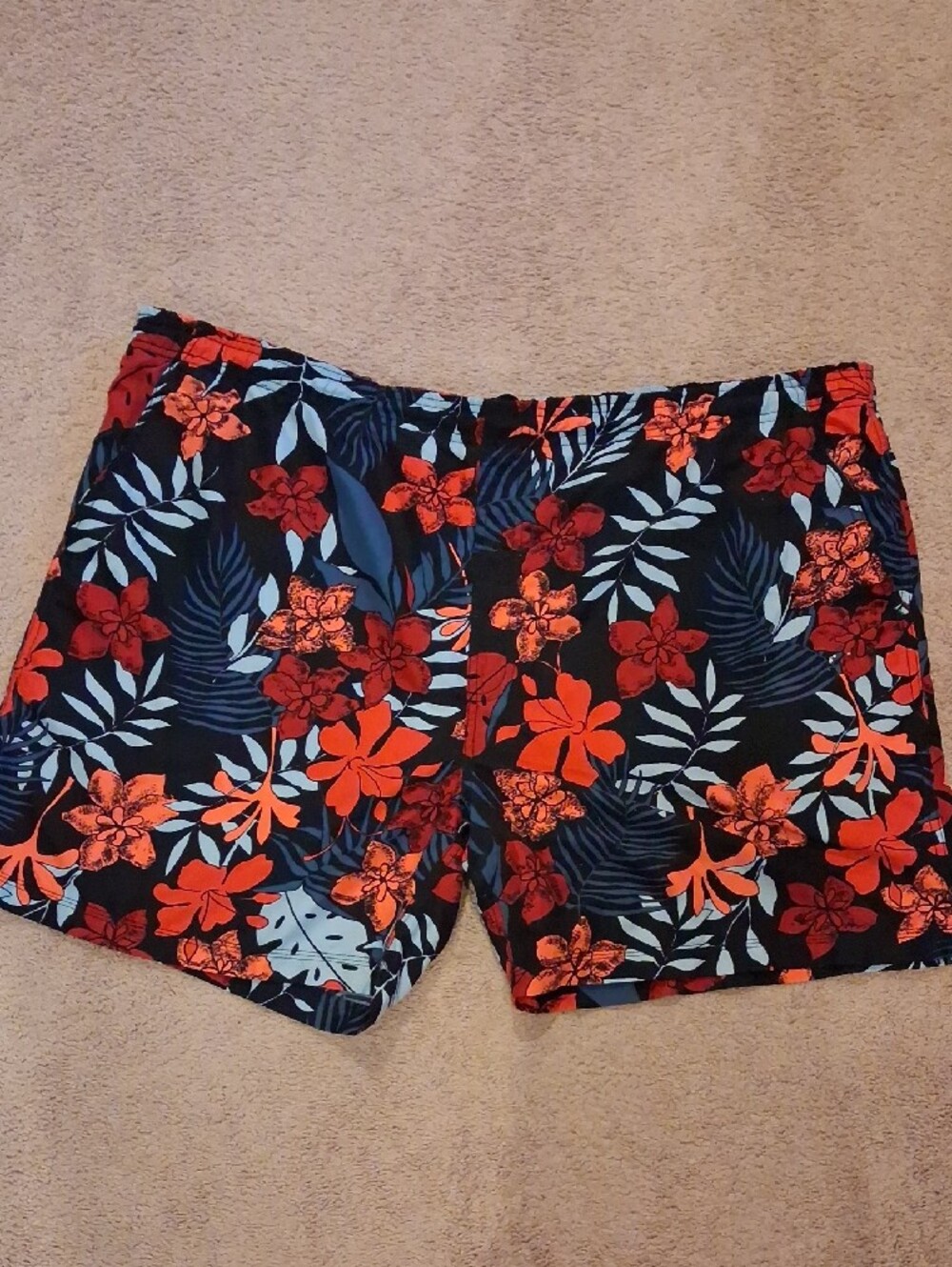 Swimwear 2XL Men Floral Swim Trunks Wild Floral Print Orange Blue Grey Black